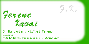 ferenc kavai business card